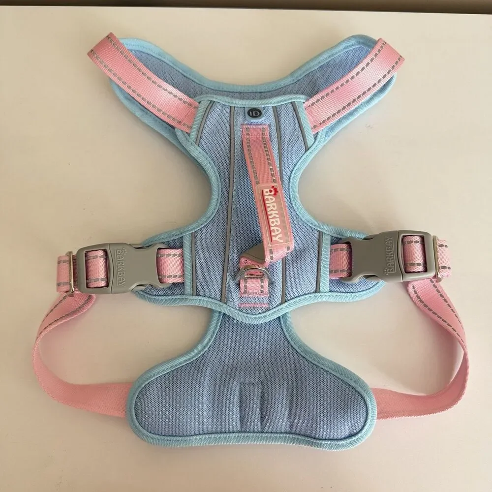 NEW Barkbay No Pull Reflective Dog Harness Vest Large Pink Blue Pet ID Pocket